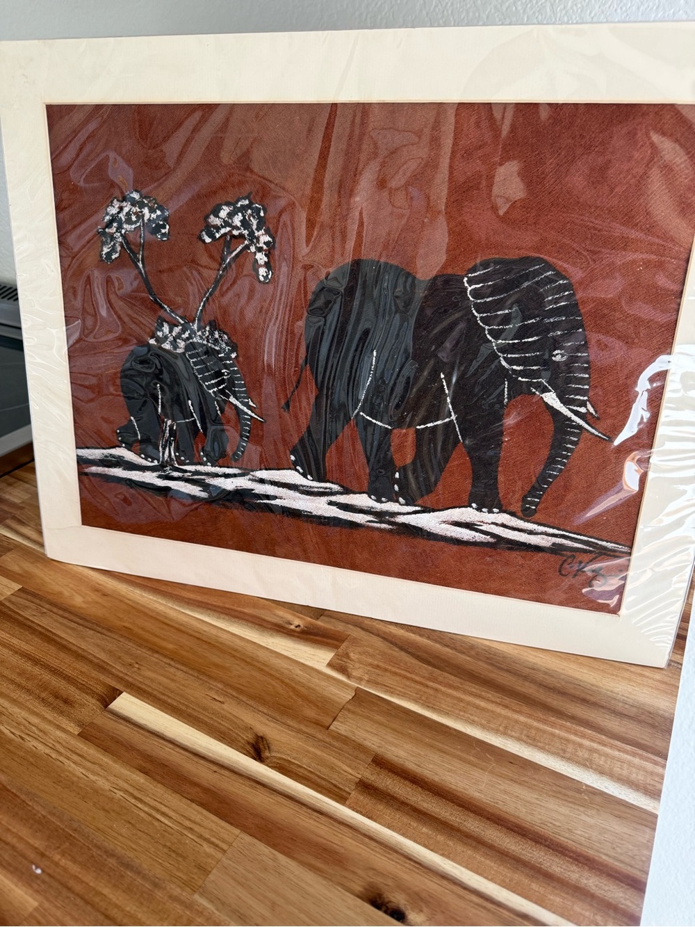 African Elephant Artwork Textured and Signed